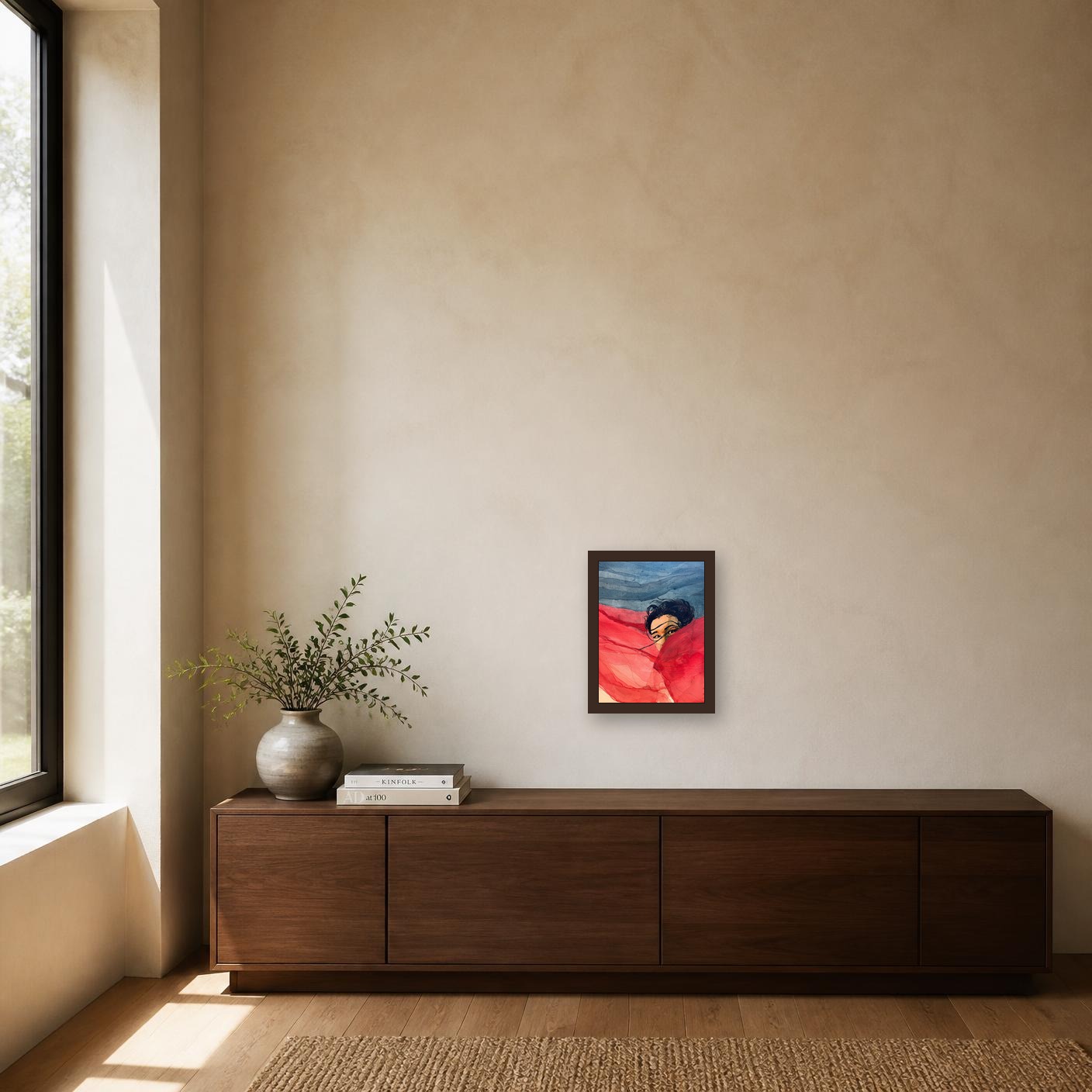 Framed, in a home